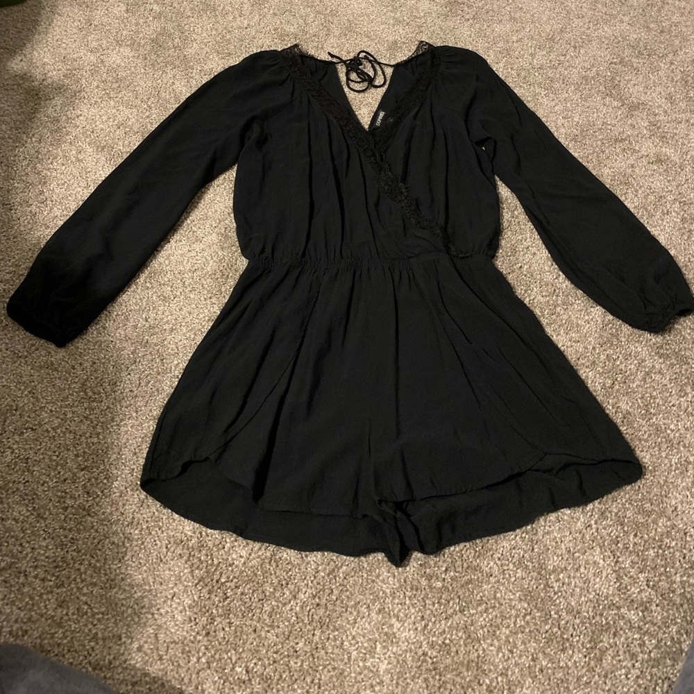 Black romper with lace detail